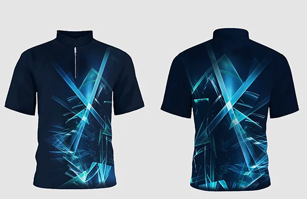 Men's Pool Team Jersey Sport Collar Black/Blue